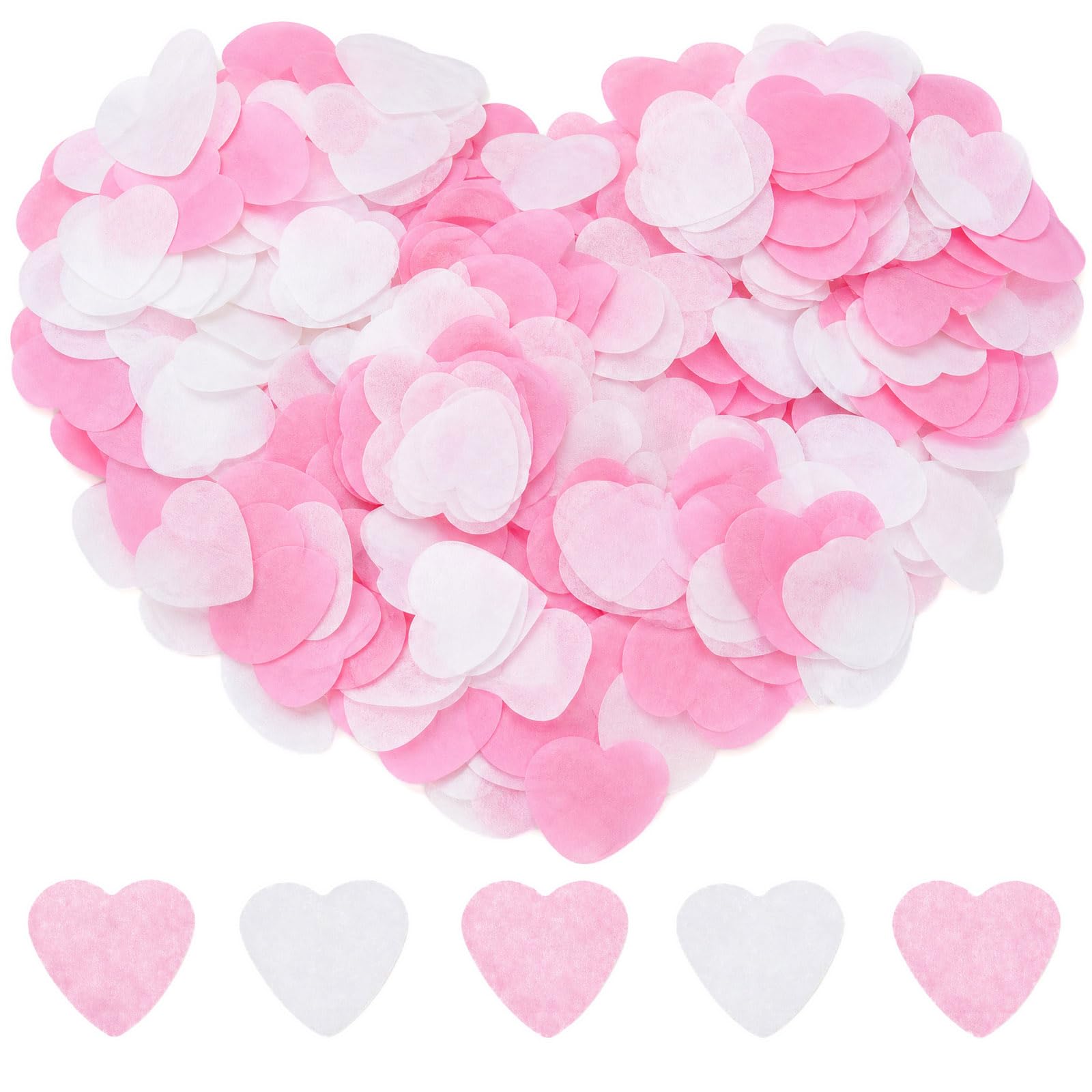 Premium Biodegradable Wedding Confetti - 10000 Pieces Heart Shaped Paper Confetti in Pink and White, Eco-Friendly Table Decorations for Anniversaries, Birthdays and Celebrations
