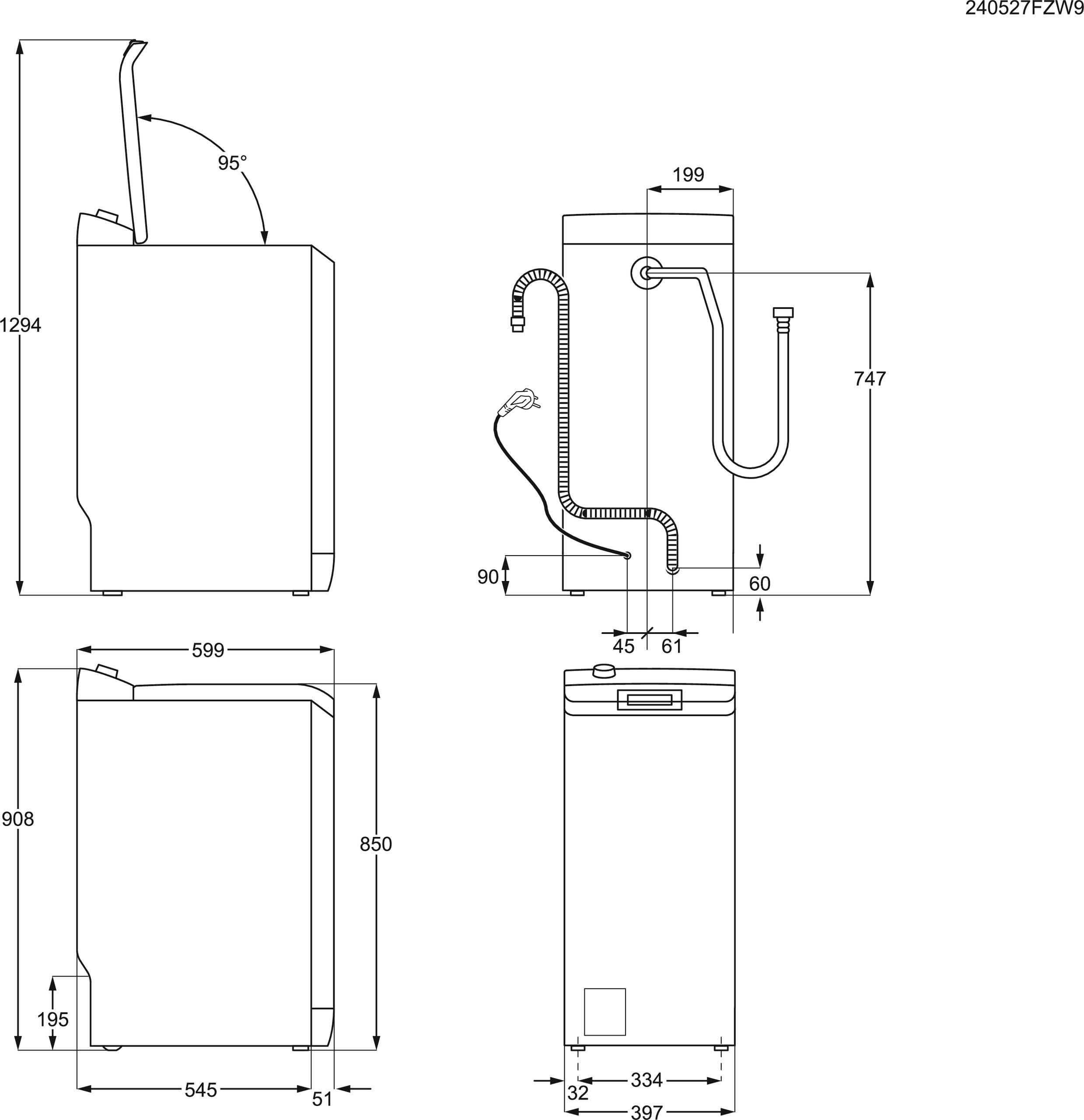AEG Waschmaschine Toplader 40 cm, Serie 6000 mit KI WashAssist, LTR6A4E260 | 6 kg in 45 Min. bei 30 °C sauber, Nachlegefunktion, Wasserstopp, 1200 U/min, Hygiene-Dampfprogramm, Inverter-Motor