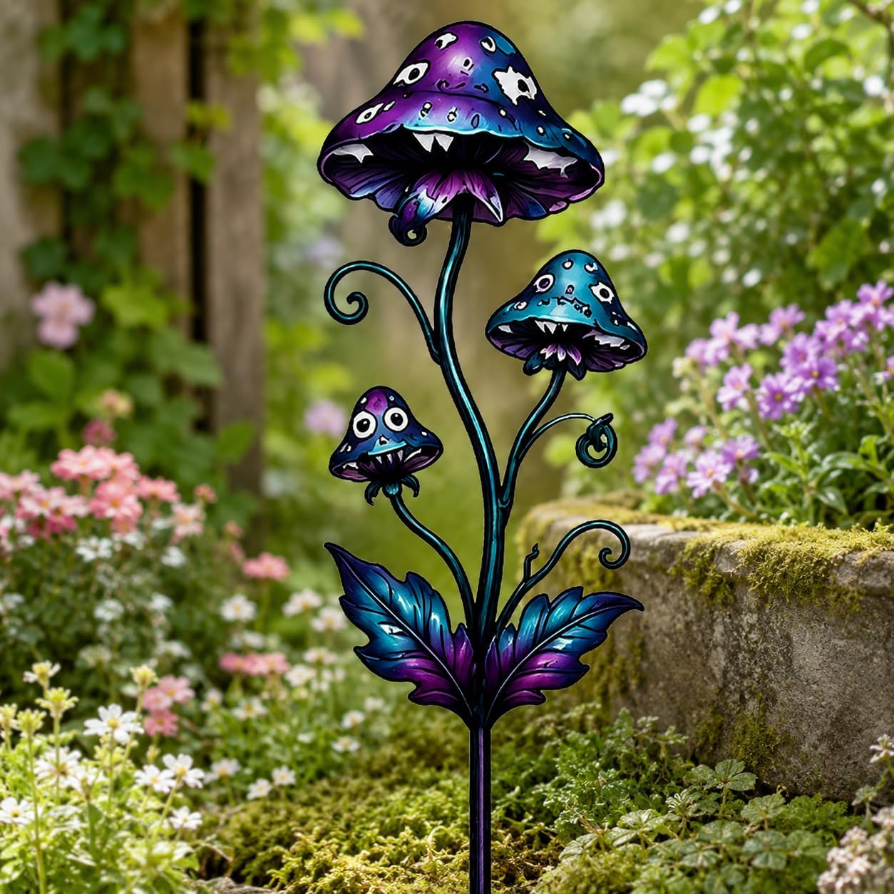 2D Whimsical Carnivorous Plant Garden Stake, Outdoor Yard Decor (E)