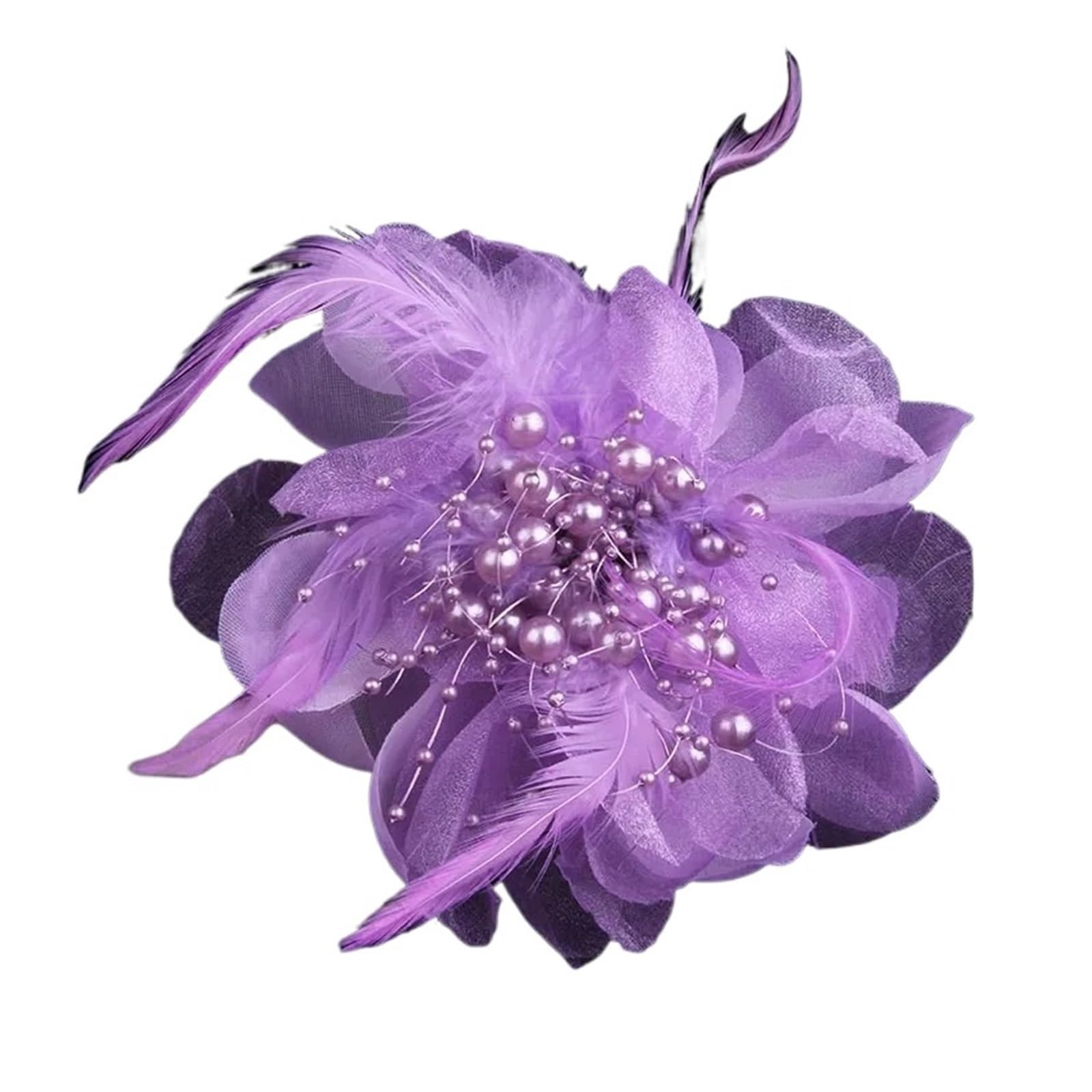 PULaif Buttons for Clothes, Women's Large Fabric Feather Flower Brooch Multicolor Corsage Lapel Pin