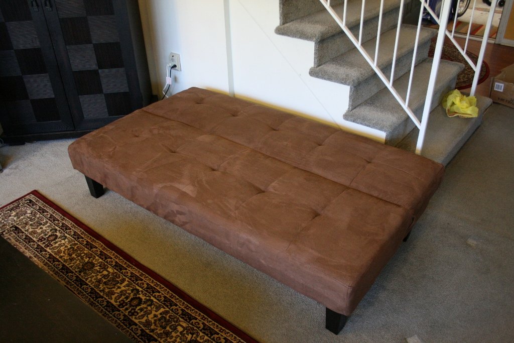 Brown Microfiber With Adjustable Back Klik Klak Sofa Futon Bed Sleeper