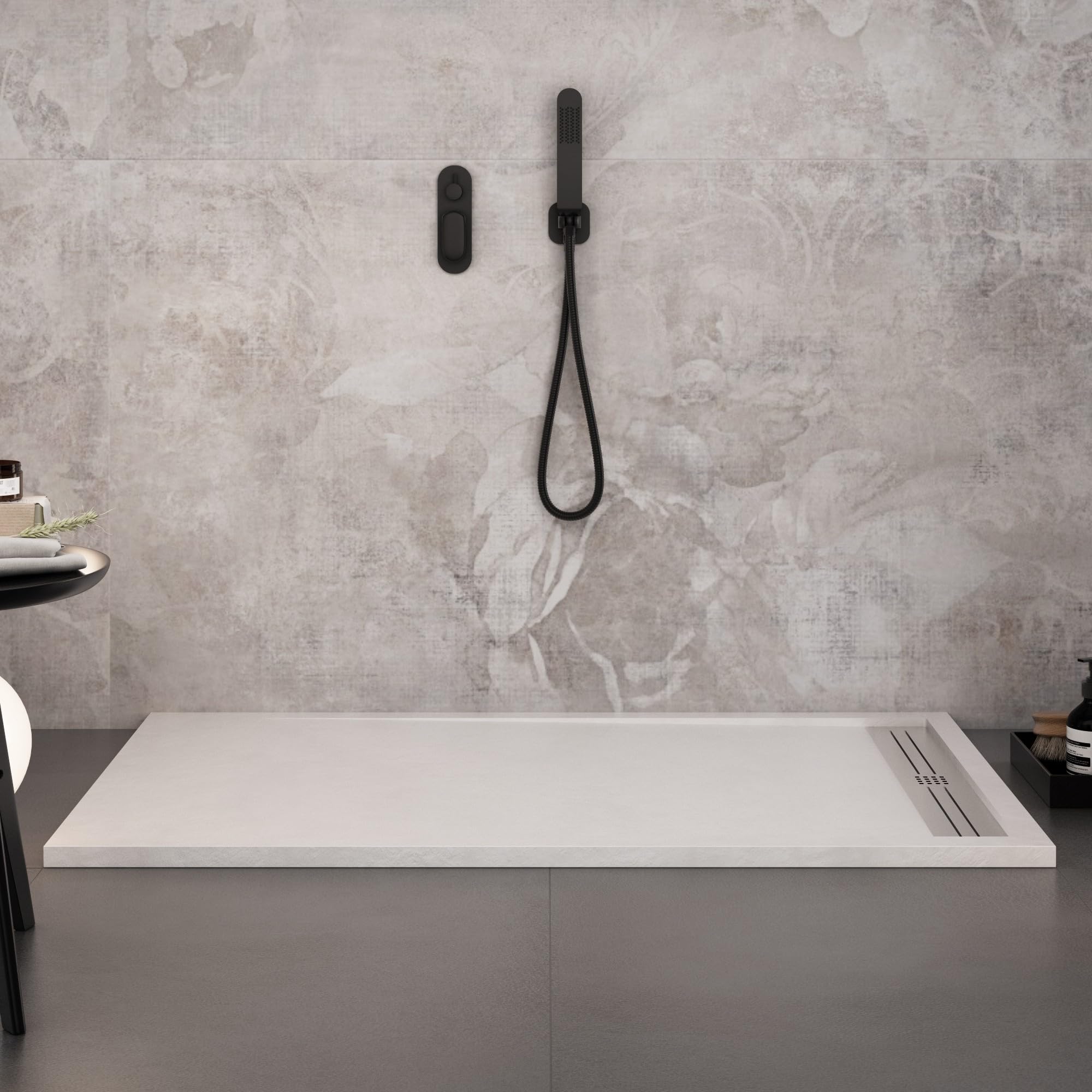 OLIMPO DOCCE - Piatto doccia in marmoresina Bianco effetto pietra cemento R