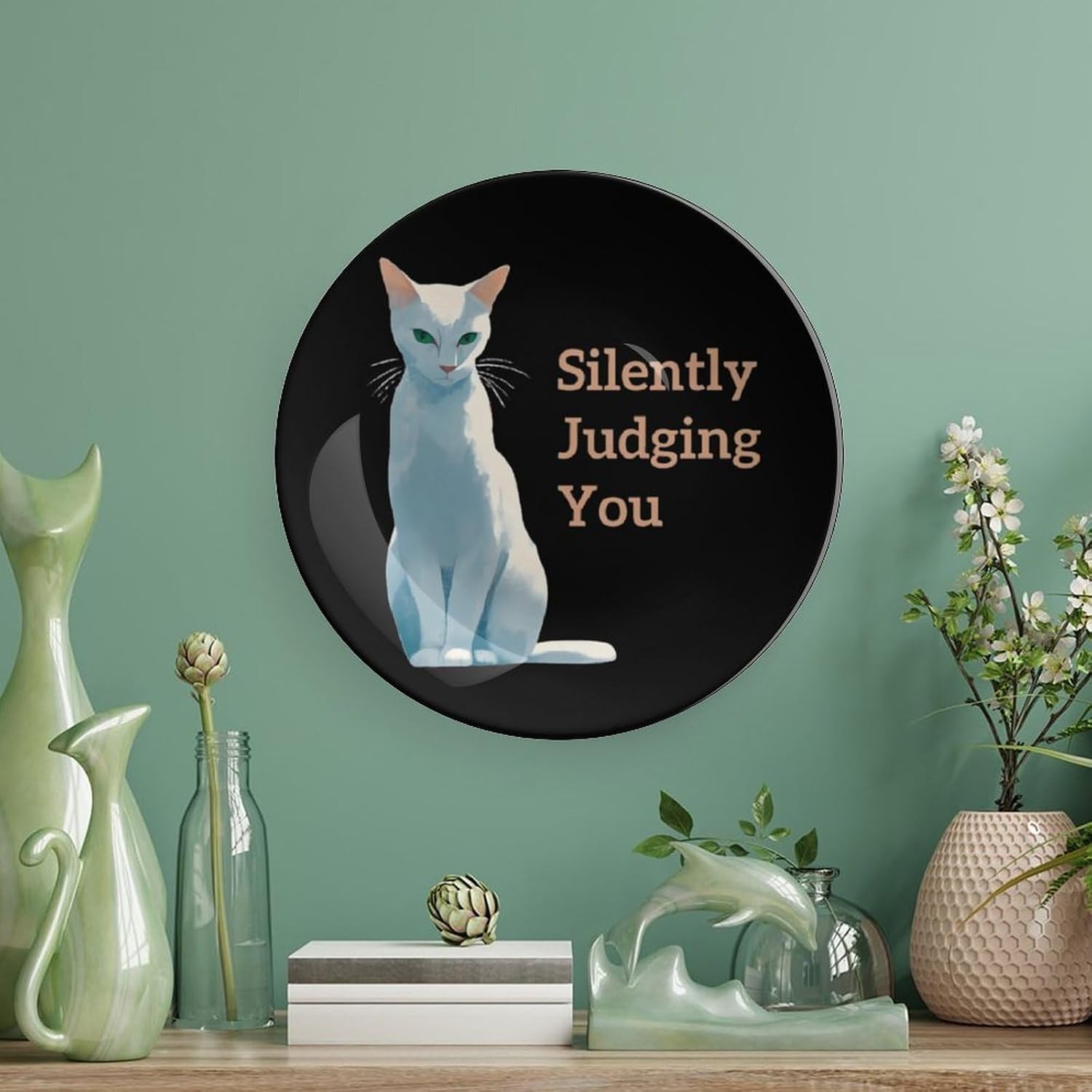 Silently Judging You Funny Modern Decorative Plate Ceramic Ornaments 6inch image 5