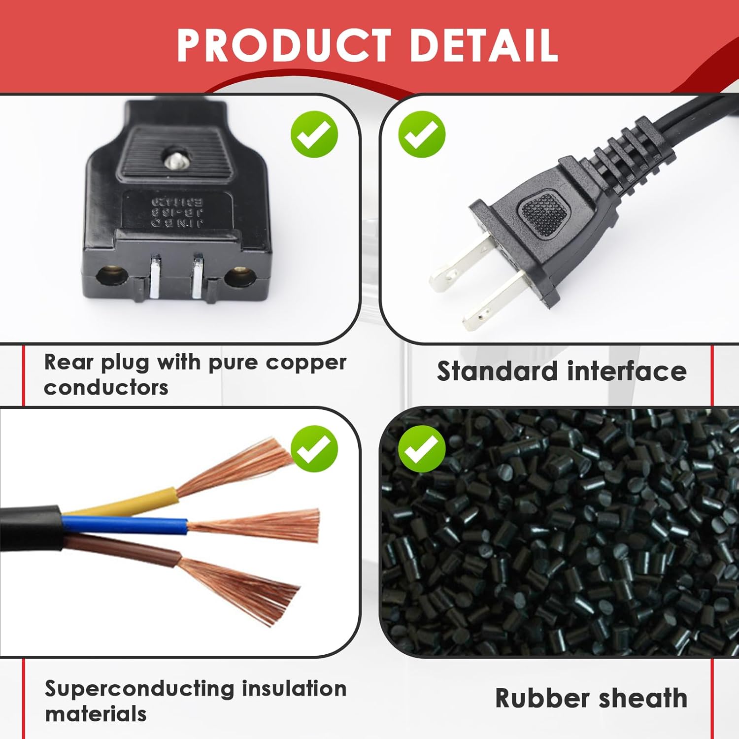 028372 Deep Fryer Breakaway Power Cord for Waring DF175 DF250 DF280 Deep Fryer Cord Replacement - Deep Fryer Cord - Deep Fryer Parts & Accessories - Interface Size:1.6 * 0.7 Inch, Bus Length: 59 Inch