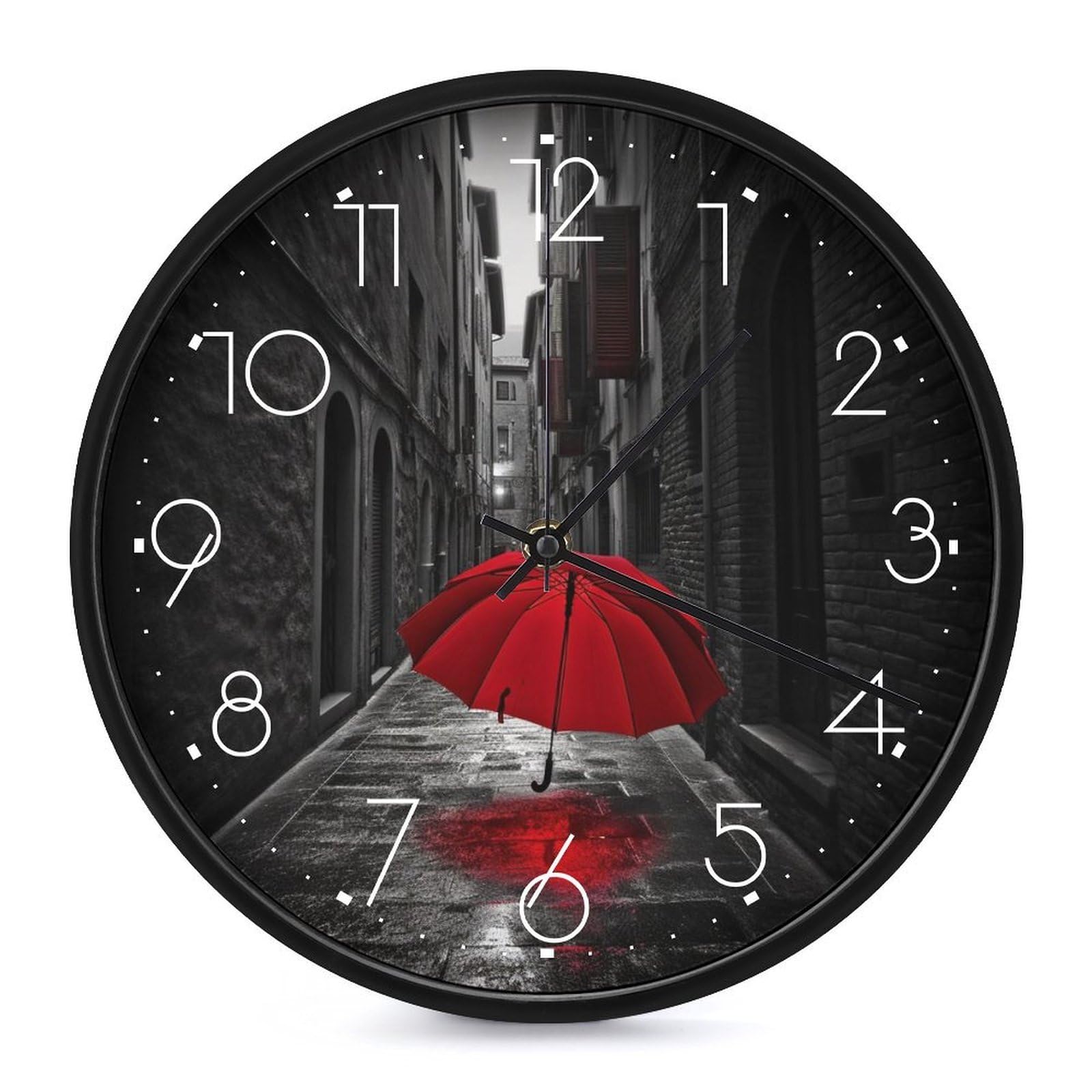 Horloge murale silencieuse contre les nuisances sonores : modèle rond de 25,4 cm blanc