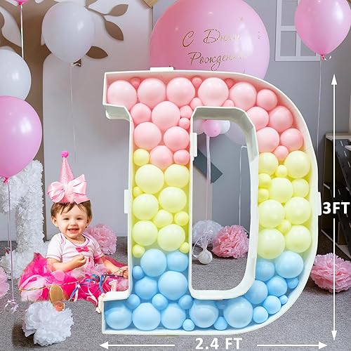 Miniatura 4 de Elnsivo Letras de mosaico para globos, marco de globo de letras de marquesina de 3 pies, tablero de espuma precortada de marquesina gigante para