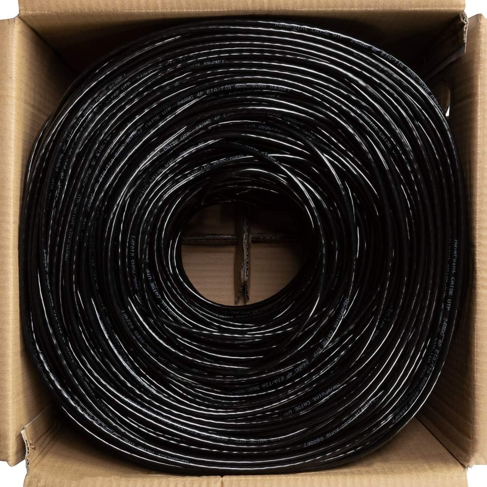 Real HD Câble Ethernet CAT5e 24 AWG CCA UTP non blindé pour réseau LAN en vrac facile à tirer - 305 m - Pour routeur, modem, PC, ordinateur portable, console de jeu, Smart TV, maison, bureau