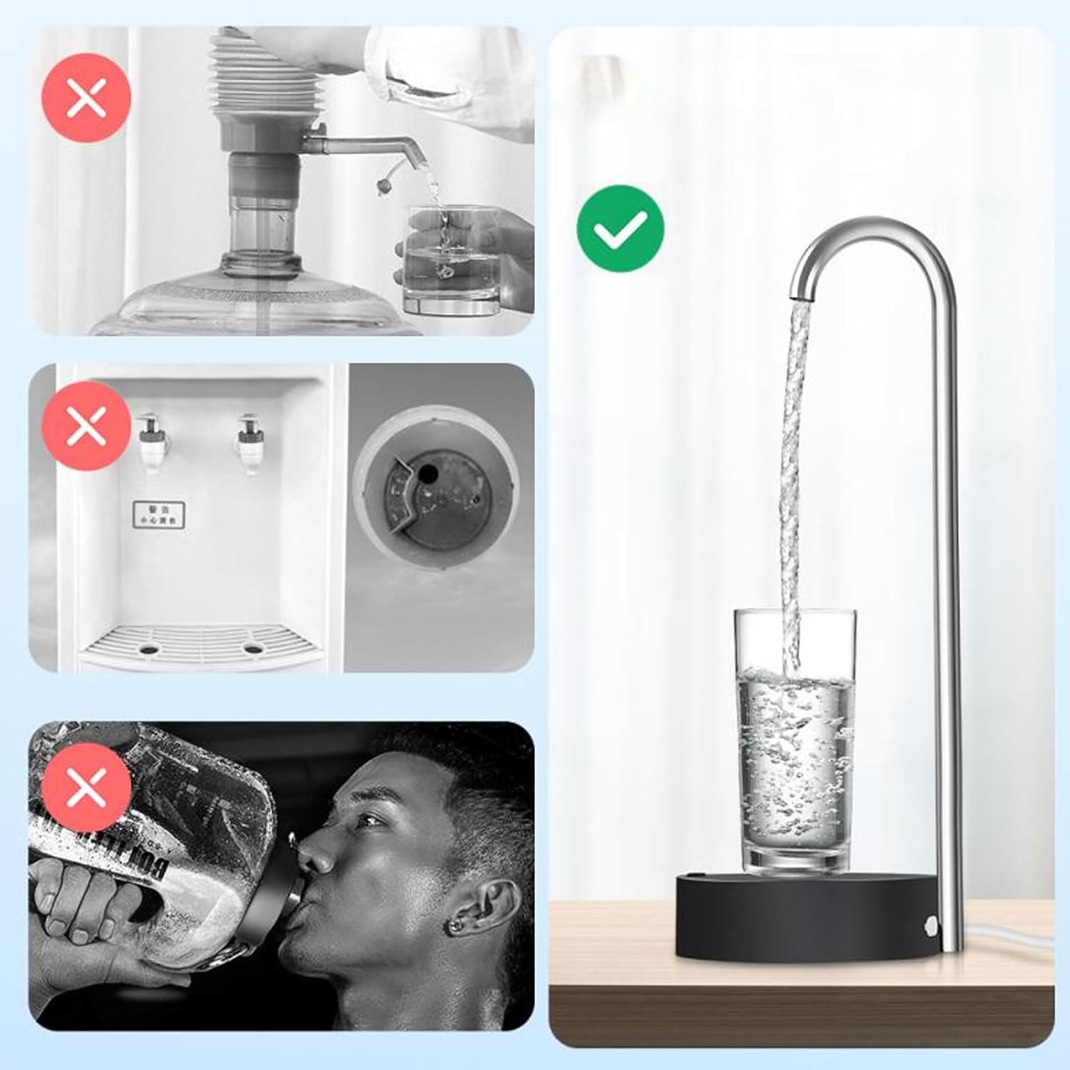 LED Bedside Water Dispenser,Desktop Water Bottle Dispenser,Portable Electric Water Bottle Pump Countertop,Automatic Drinking Electric Mineral Water Bottle Pump for Home and Office(Black)