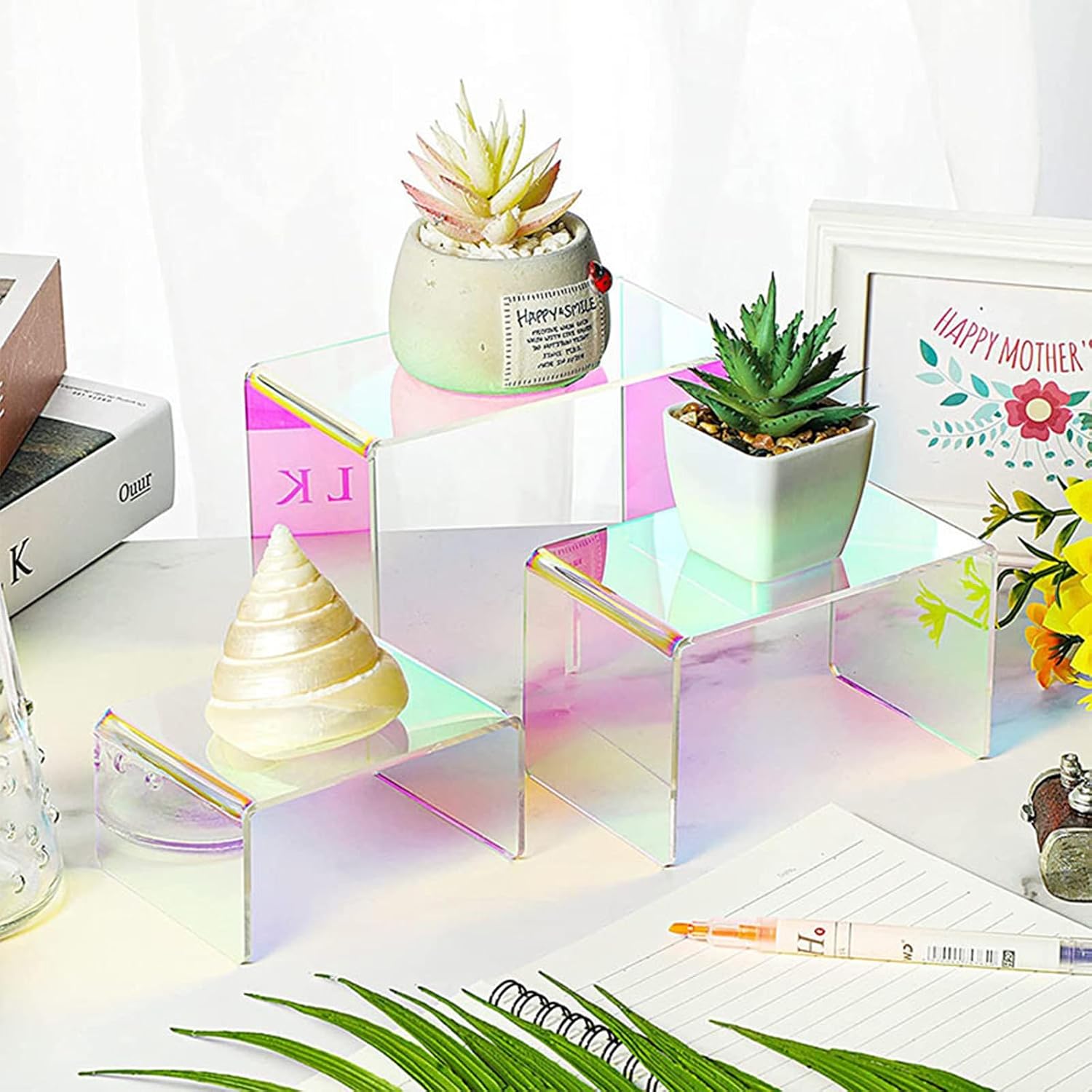 Acrylic Display Risers 10 Pack Rainbow Stand Shelf Showcase