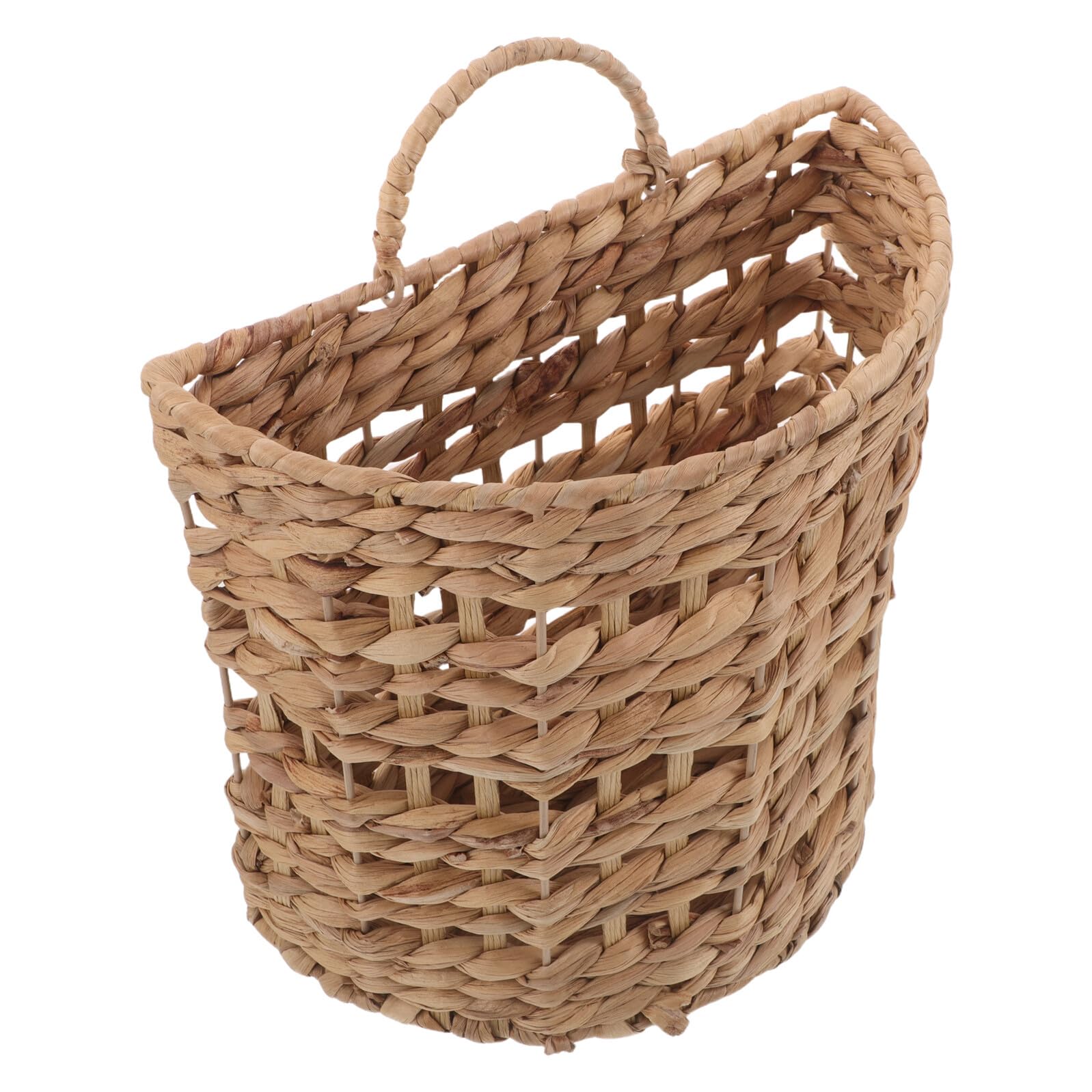 Cesto in Paglia Intrecciata a Mano Semicircolare da Appendere al Muro, Organizer Versatile per Riviste e Posta con Design Rustico Naturale, per Soggiorno e Giardino