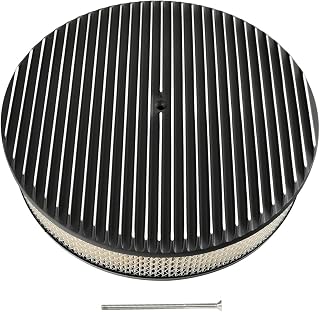 14 x 3 Inch Round Black Air Cleaner Kit Fully Finned Top
