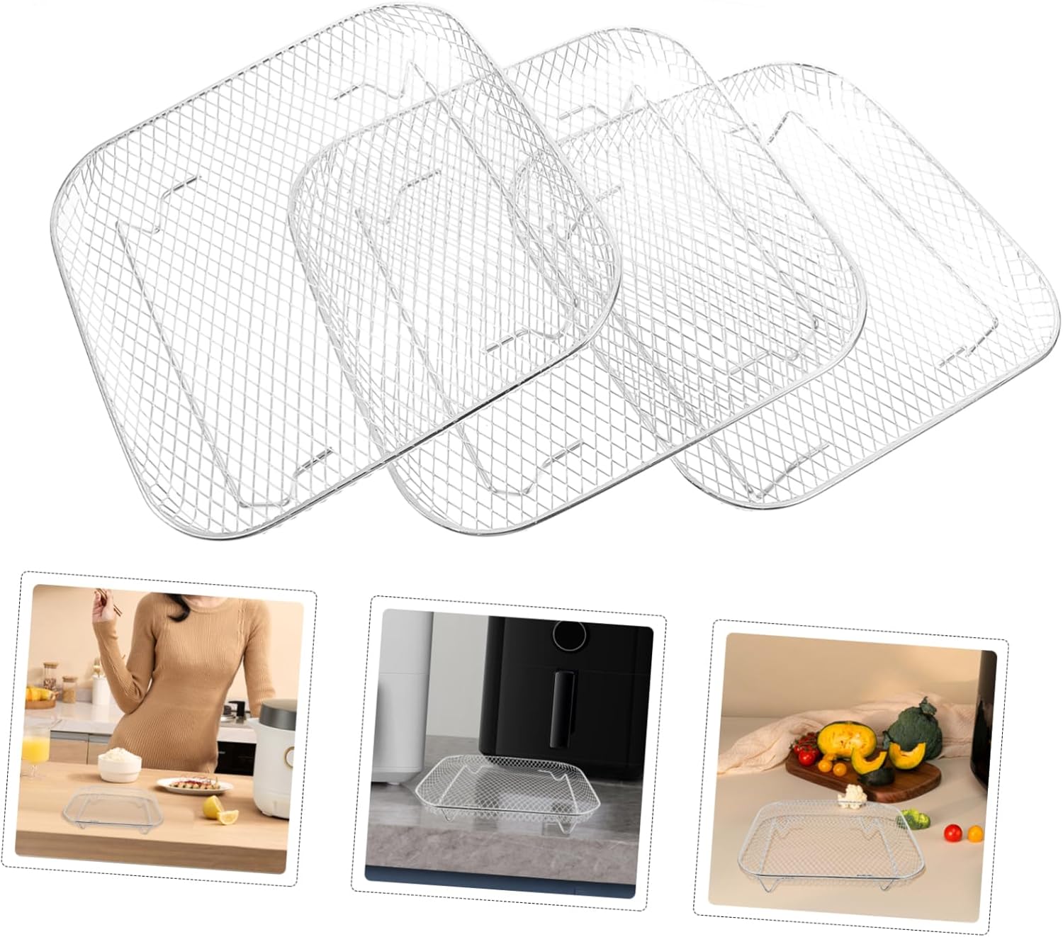 Milisten 1Set Stainless Steel Air Fryer Rack Stacking Dehydration Rack for Air Fryer and Oven Versatile Baking Grilling and Drying Rack Accessories for Kitchen Use Milisten 1Set Stainless Steel Air Fryer Rack Stacking Dehydration Rack for Air Fryer and Oven Versatile Baking Grilling and Drying Rack Accessories for Kitchen Use