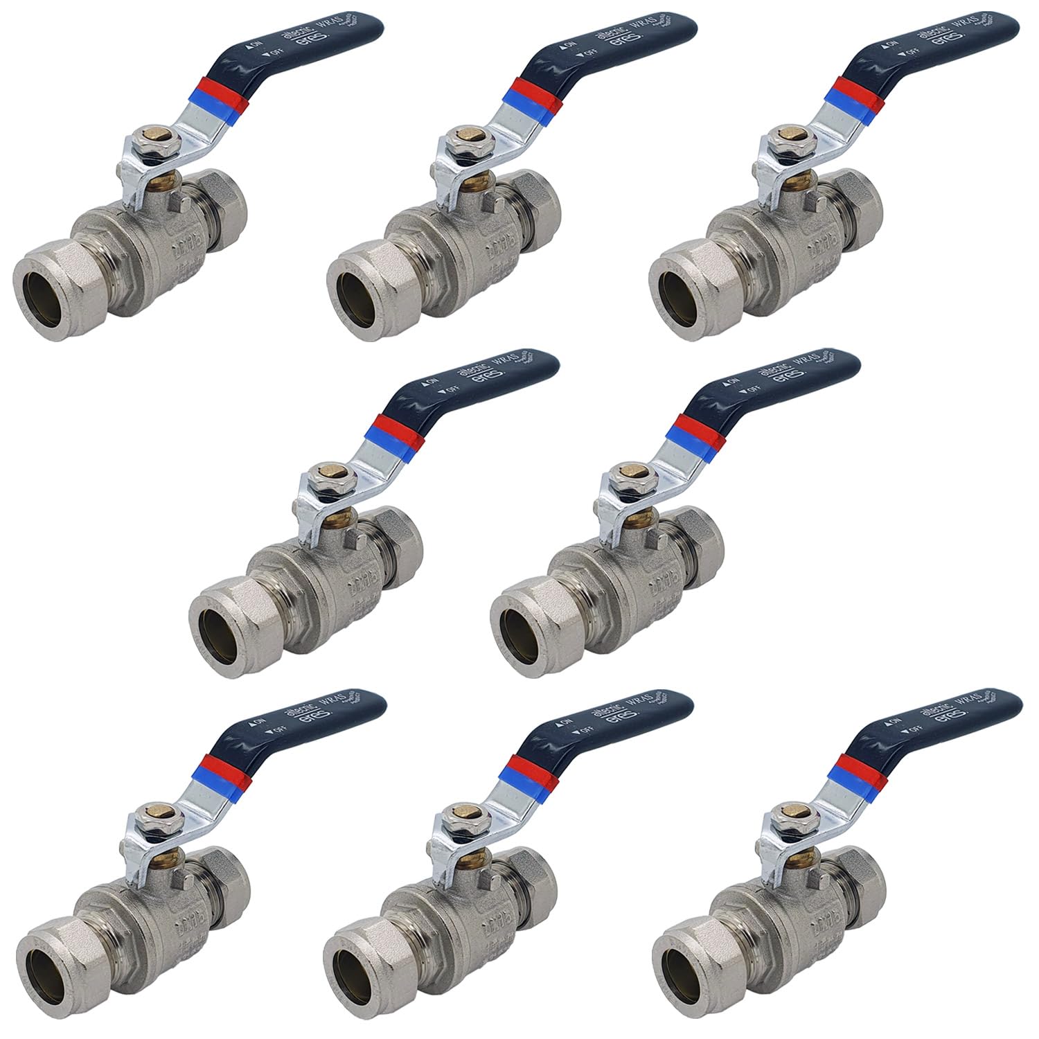Unvented Components Europe Chrome Ball Valve Full Bore Black Lever Compression, 15Mm, 22Mm And 28Mm, Plated Brass (15Mm, 8)