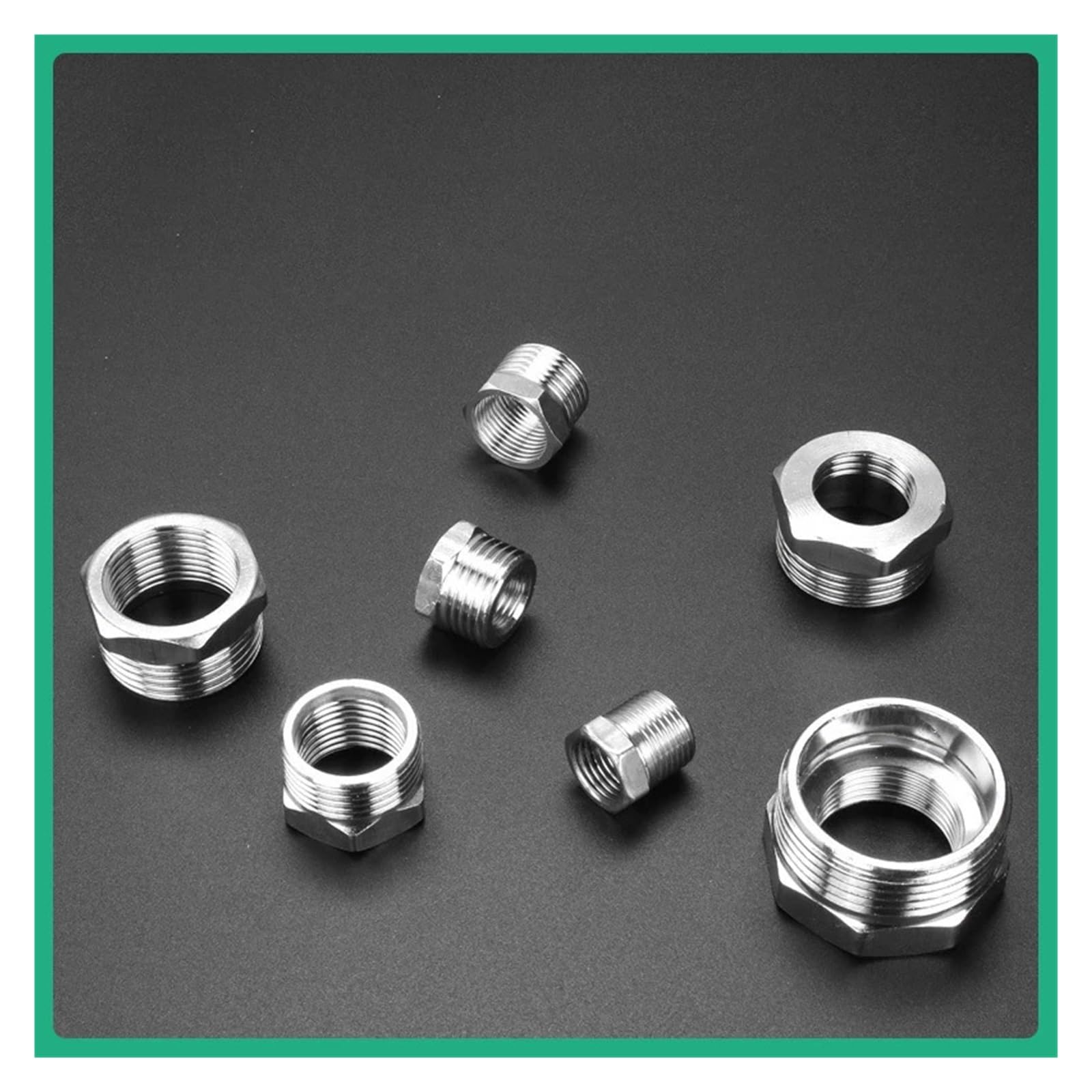 Buje reductor cónico de acero inoxidable, macho a hembra, 1/4 ", 3/8", 1/2 ", 3/4", accesorio de tubería con rosca BSPT for tubería de agua, Gas y petróleo(H,50 Pcs)