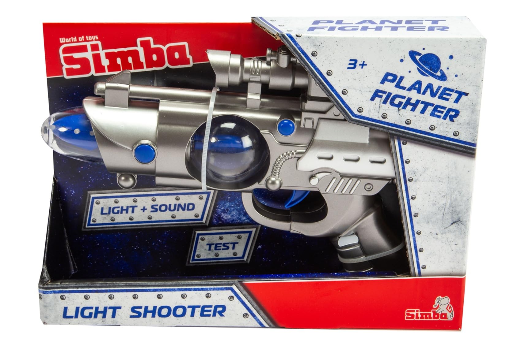 Simba 108046571 - Planet Fighter Light Shooter, 2-krotne sortowanie, dostarczany jest tylko jeden artykuł, światło i dźwięk, funkcja zmiany kolorów, 22 cm, imituje odgłosy strzału, pistolet do zabawy,