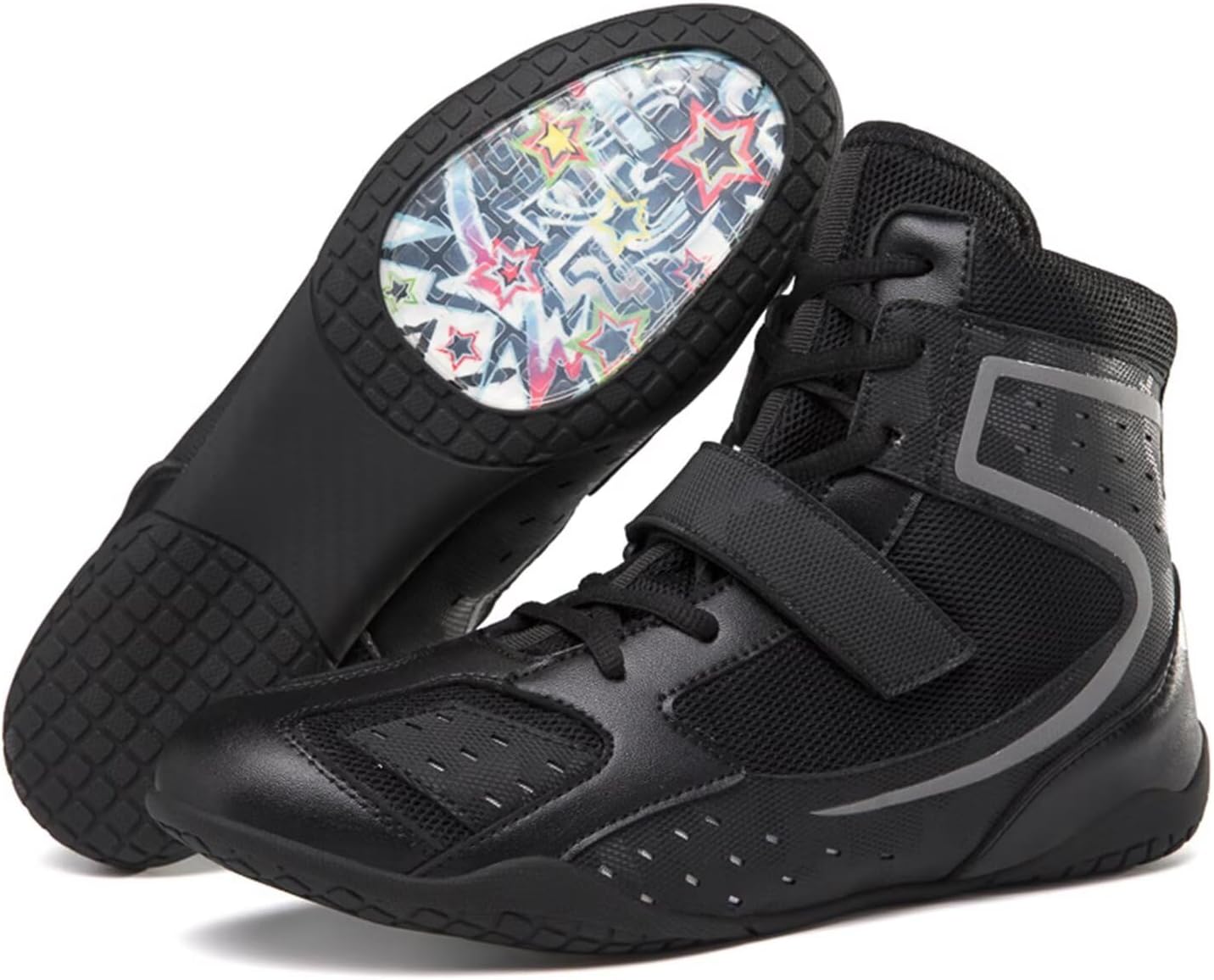 Men Wrestling Shoes - Women Boxing Shoes High Top Fitness Sneakers for Indoor Fitness Deadlift Squat Wrestling Fighting