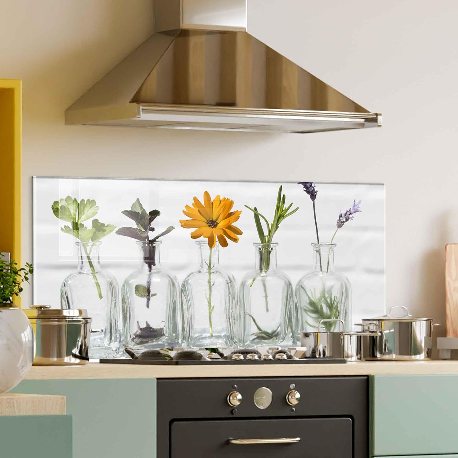 Tempered Glass Kitchen Backsplash - 47x30 Inch Stove Splashback, Heat & Stain Resistant, Easy Install With Adhesive, Also Use As Cutting Board - View #3
