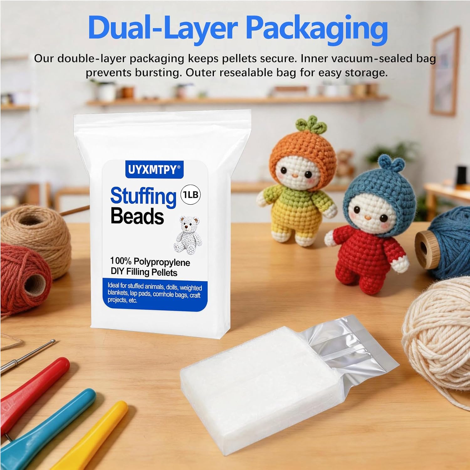 Polypropylene Weighted Stuffing Beads, Poly Pellets – Durable & Premium Plastic Filler Beads for Stuffed Animals, Dolls, Weighted Blankets, Lap Pads, Cornhole Bags (1 LB / 16 oz)
