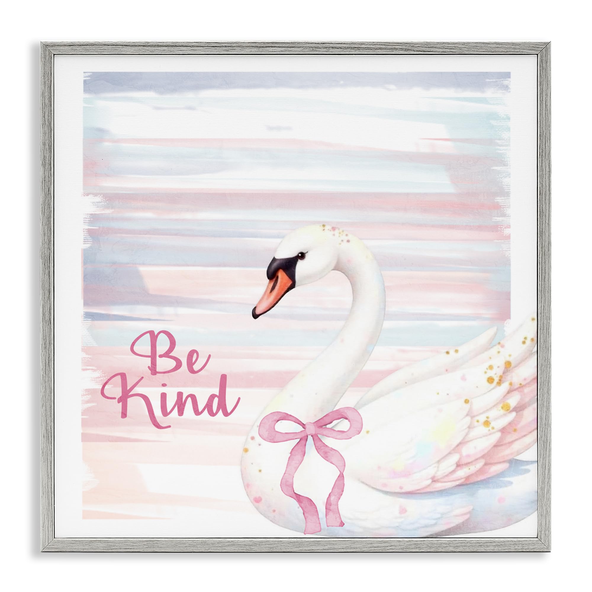 Stupell Industries Be Kind Pastel Swan Black Framed Giclee Art, design by Kim Allen, 17 x 17