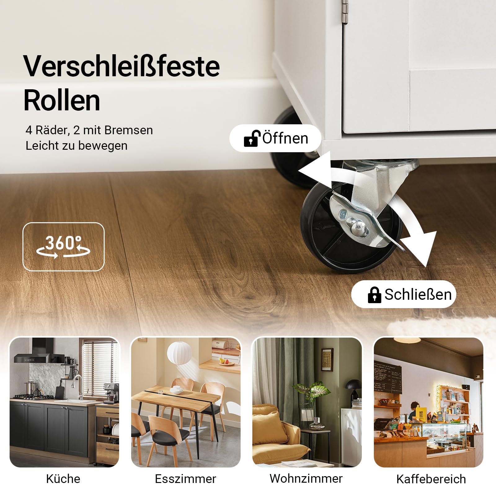 SoBuy Kücheninsel mit Arbeitsplatte, Küchenwagen mit Rollen, robuster Stauraum mit Edelstahl-Details, ideal als Servierwagen für Kaffeebar & Grillparty, für Kochliebhaber Weiß 99x85x40 cm FKW133-WN