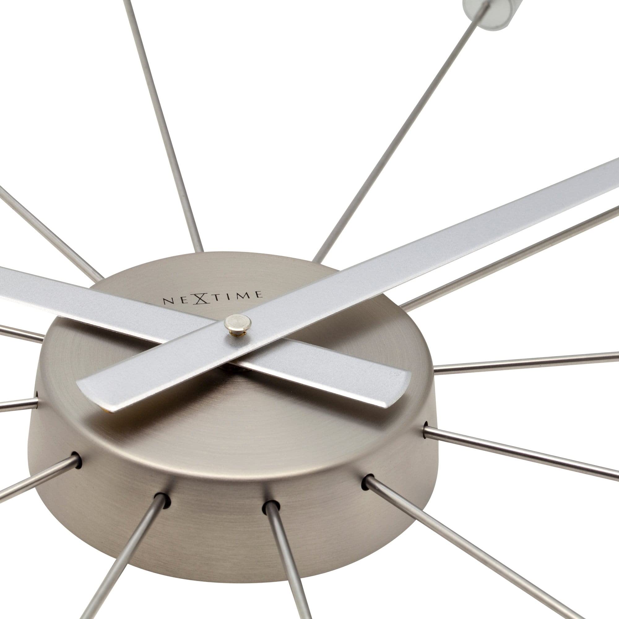 NeXtime reloj de pared "PLUG INN", muy silencioso, plateado, acero inoxidable, redondo, ø 58 cm