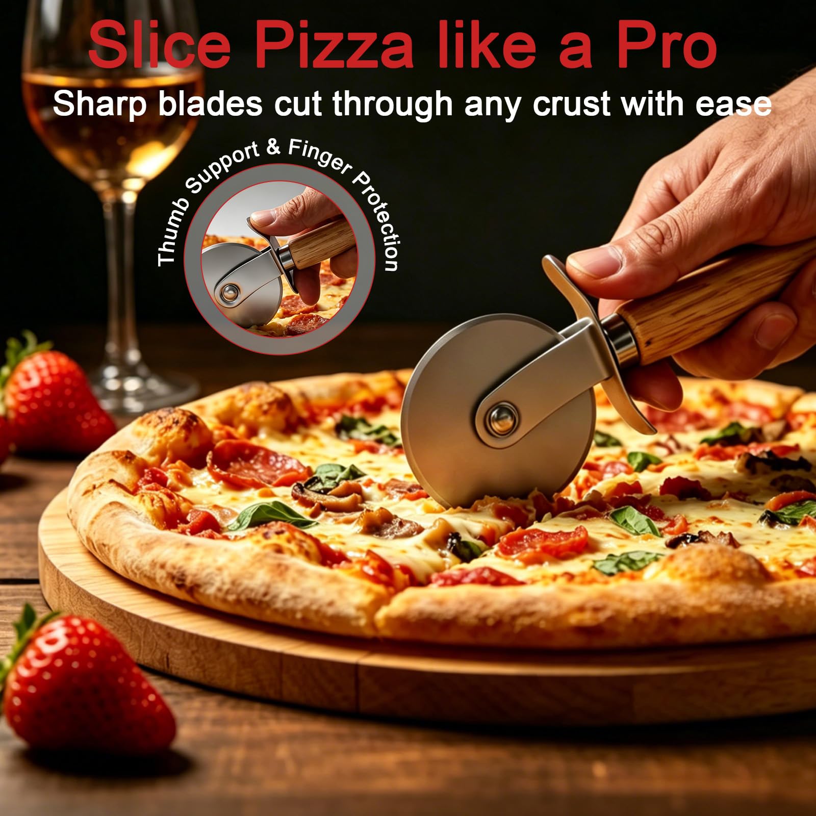 iklestar Kit 4 pièces pour pizza, 30 * 35CM Pelle à Pizza Perforée en Aluminium avec Manche Repliable, Coupe-pâte, Roulette à pizza professionnelle, Pelle à Tarte en Acier Inoxydable