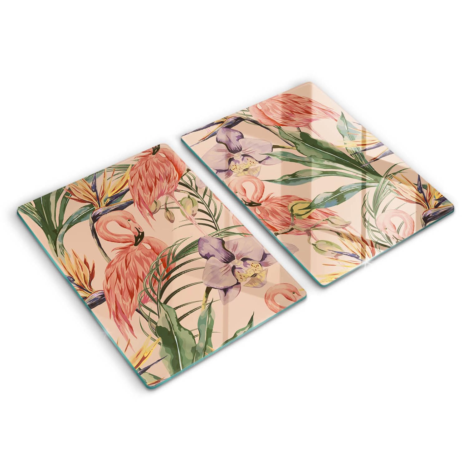Plaque protection induction contre chocs et rayures format 2x40x52cm motif flamants