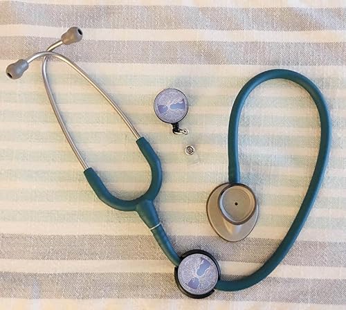 Miniatura 5 de Etiqueta de identificación para estetoscopio, etiqueta de nombre, médica, enfermera, médico, veterinario, EMT viene con 1 carrete retráctil (árbol