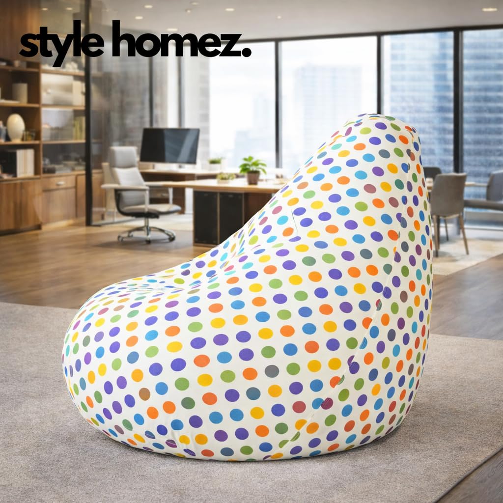 Style Homez Classic Cotton Canvas Polka Dots Printed Bean Bag XXXL Size Cover Only 2