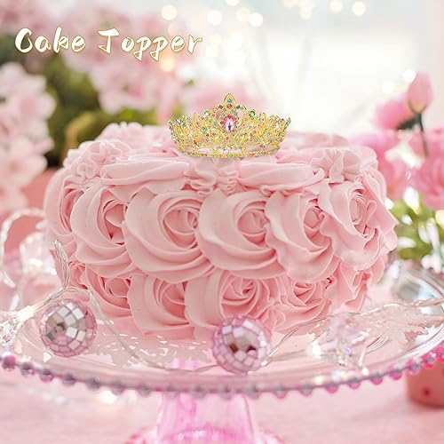Miniatura 26 de CIEHER Tiara pequeña para decoración de pastel de cumpleaños para niñas, aleación plateado