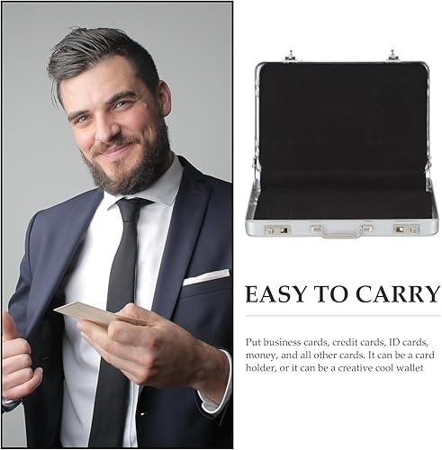 Miniatura 3 de Caja de almacenamiento de tarjetas de visita, maletín de disfraz, mini maletín de aluminio, organizador de suministros de oficina, organizador de
