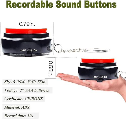 Miniatura 6 de Botón de conversación grabable con llavero, grabación de voz de 30 segundos, botón de sonido para grabar tus propias palabras