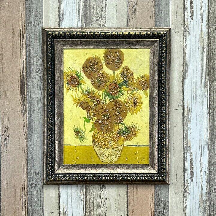 輸入雑貨　フィンセント・ファン・ゴッホ　絵画　『ひまわり』　水晶クリスタルアート 輸入雑貨フィンセント・ファン・ゴッホ絵画『ひまわり』水晶クリスタル