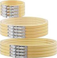 TINDTOP 12-Pack Bamboo Embroidery Hoops Set, 3" 6" 8" Inch Circles for Cross Stitch, Crafts & DIY - Natural Wood Frames