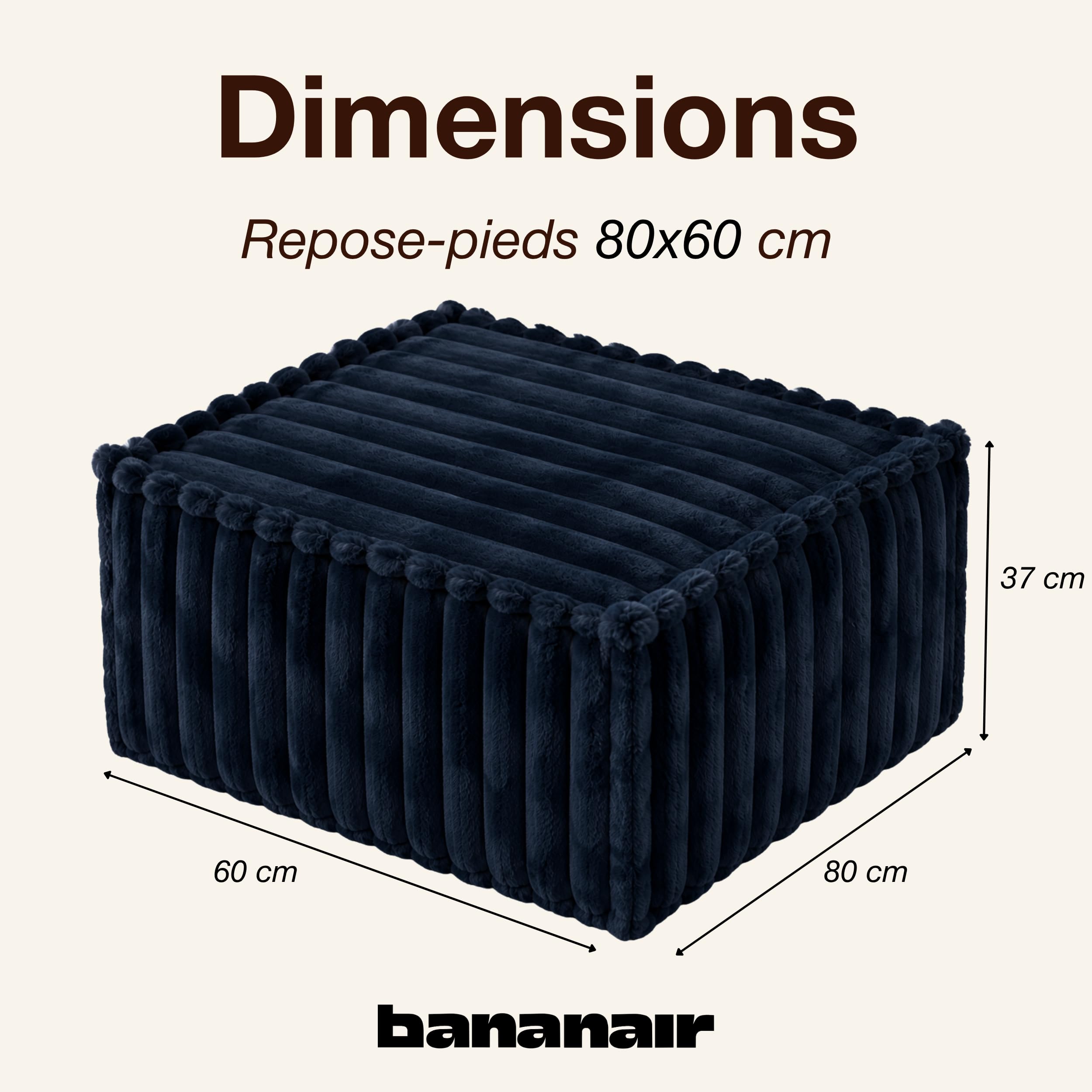bananair - Repose-Pieds Déhoussable en Fourrure Synthétique, Bleu