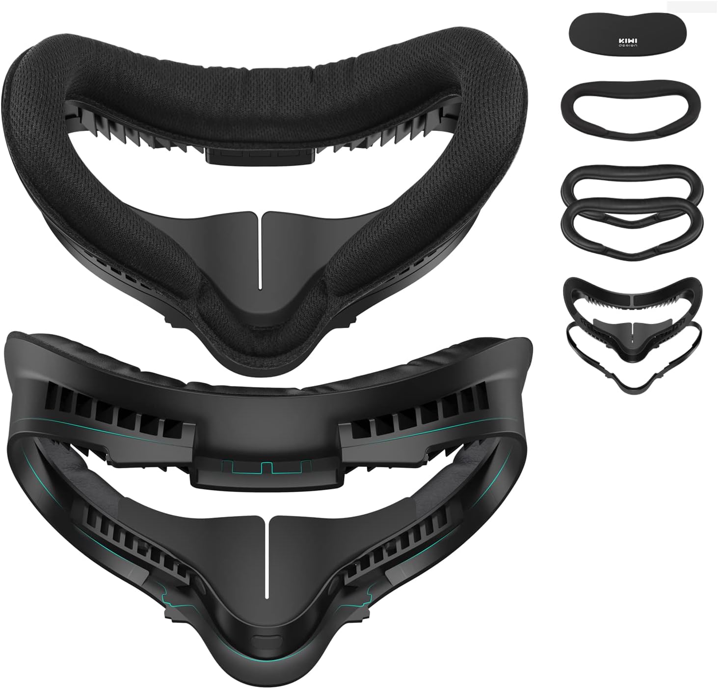 KIWI design Upgraded Face Cushion Fitness Accessories Compatible with Quest 2, with Facial Interface Leather Pad 2, Cloth Sports Pad, Glasses Spacer, and Lens Protector, Air-Circulation Design