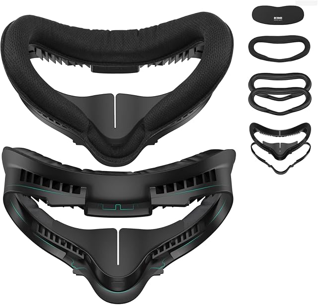 KIWI design Facial Interface kompatybilny z Quest 2, ulepszony zestaw akcesoriów 6 w 1 z uchwytem dystansowym do okularów, osłoną soczewek, nakładkami na nos, sportową wyściółką z materiału i 2