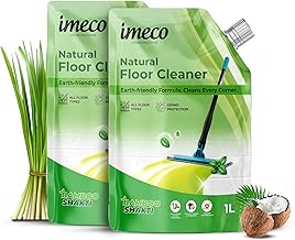 IMECO Natural Floor Cleaner | 1L Pouch | Removes Grease, Dirt & Stains | Natural Disinfectant | Suitable for All Types of Floors | Lemongrass & Basil Fragrance | Pack of 2