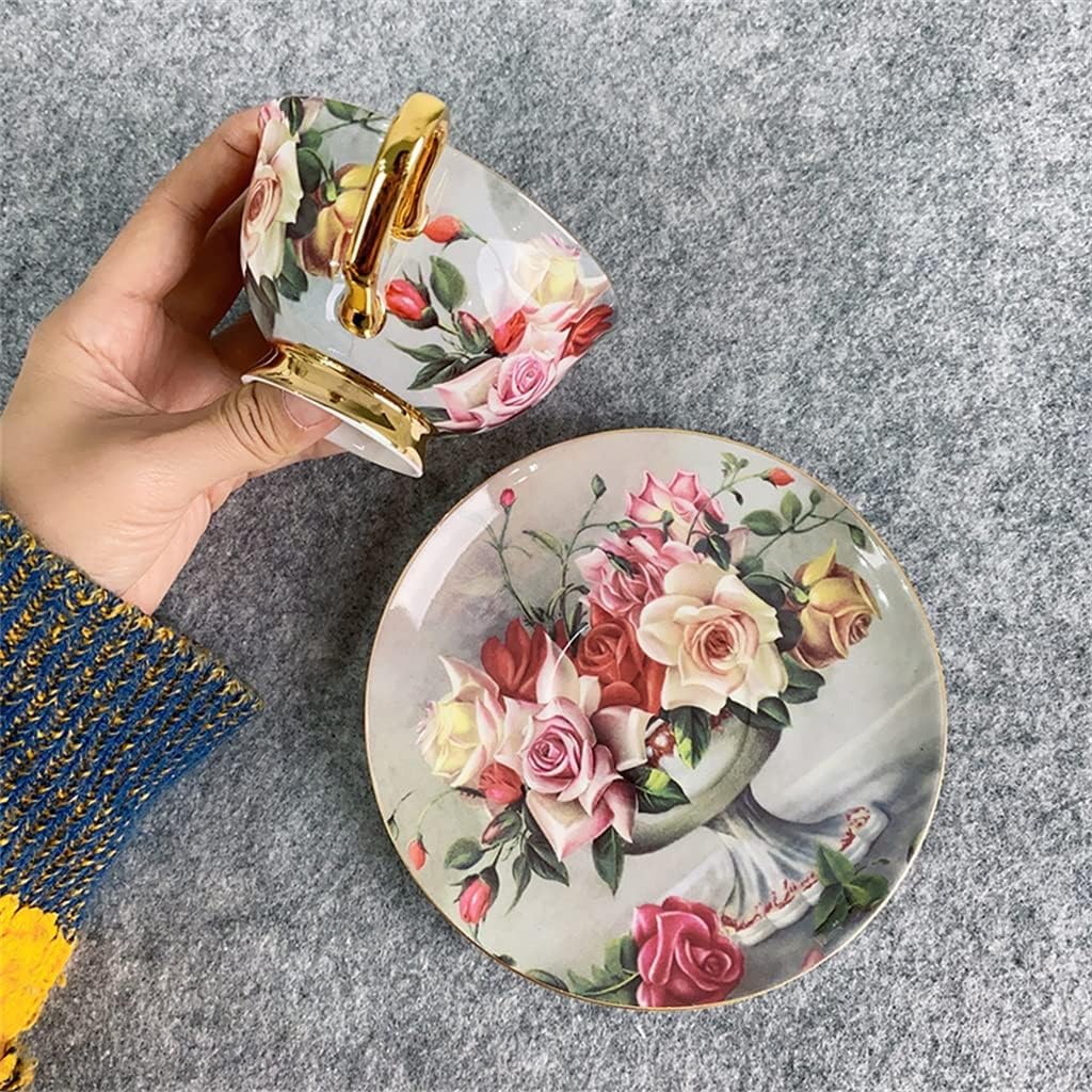 Vintage Rose Porcelain Coffee And Tea Cup Cappuccino Set With Saucer
