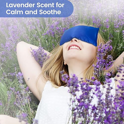 Vista 5 de SuzziPad Almohadas de ojos de lavanda para relajación con aromaterapia, máscara de ojos ponderada para dormir, meditación, compresa ocular caliente