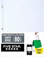 Vista 1 de Five Star Papel de hojas sueltas + aplicación de estudio, papel de cuaderno de relleno con rayas gráficas, reforzado, combate el sangrado de tinta
