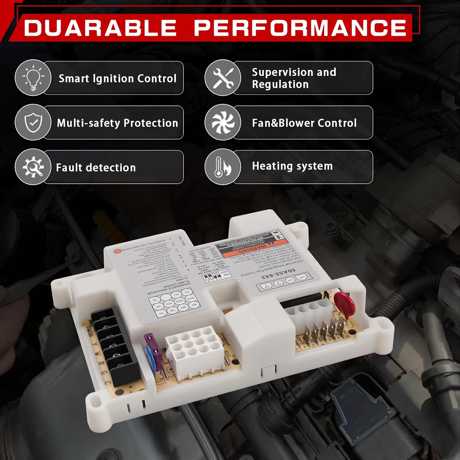 50A55-843 Furnace Control Board Compatible with Lennox & White Rodgers, Universal Integrated Furnace Ignition Control Module Replacement for 50A50-241/405, 50A55-474/288, 50A50/50A55 Series