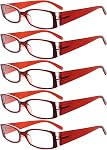 Eyekepper Ladies Spring Hinge Plastic Reading Glasses 5-Pack Readers Women Red +2.75