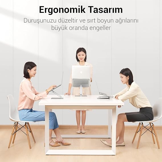 Juo Aluminum Notebook Stand Ergonomic Metal Laptop Stand with Height and Tilt Adjustment Notebook laptop stand between 11-17 inches, adjustable