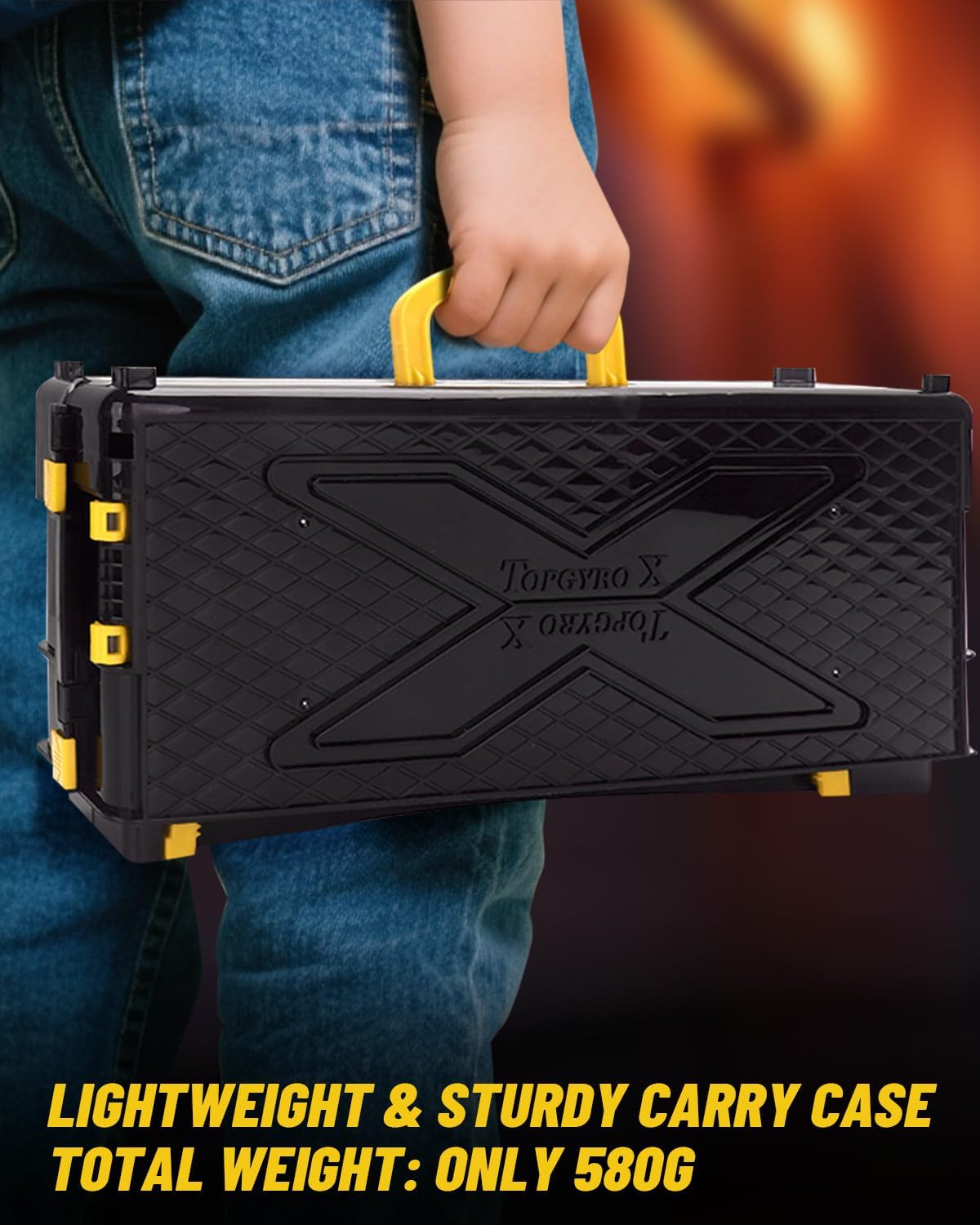 Foldable Portable X Stadium Arena with Carry Handle, Yellow Battle Stadium with 6 X Gyro Tops & 2 Launchers, Travel Toy Gift for Kids Ages 6+