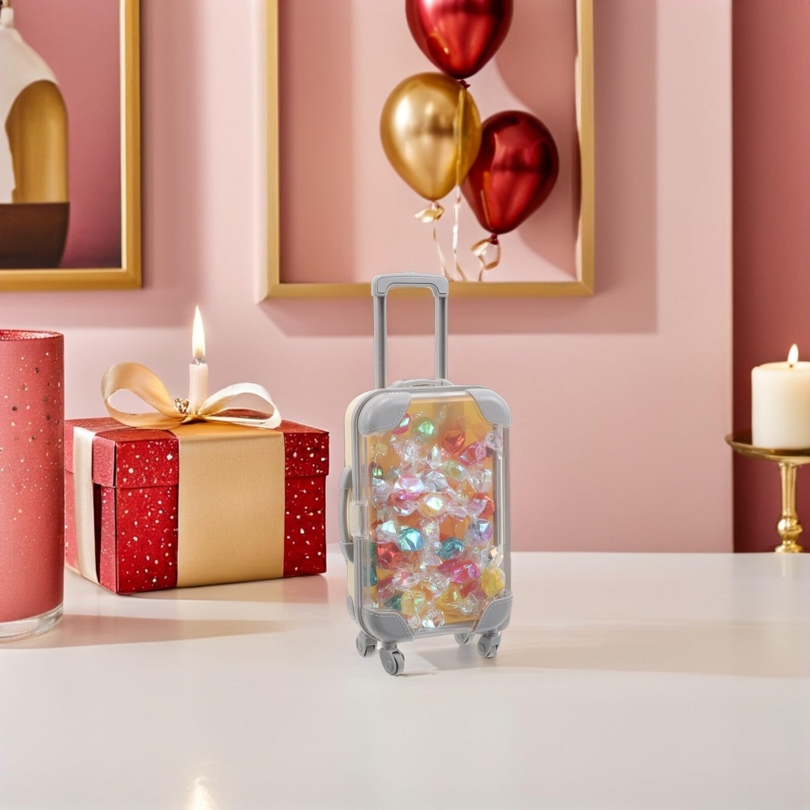 IWOWHERO 10 Sztuk Małych Akcesoriów Do Bagażu Mała Ozdoba Do Walizki Mini Plastikowy Bagaż Podróżny Słodyczy Mini Walizka Upominki Na Imprezę Dekoracyjne Pudełka