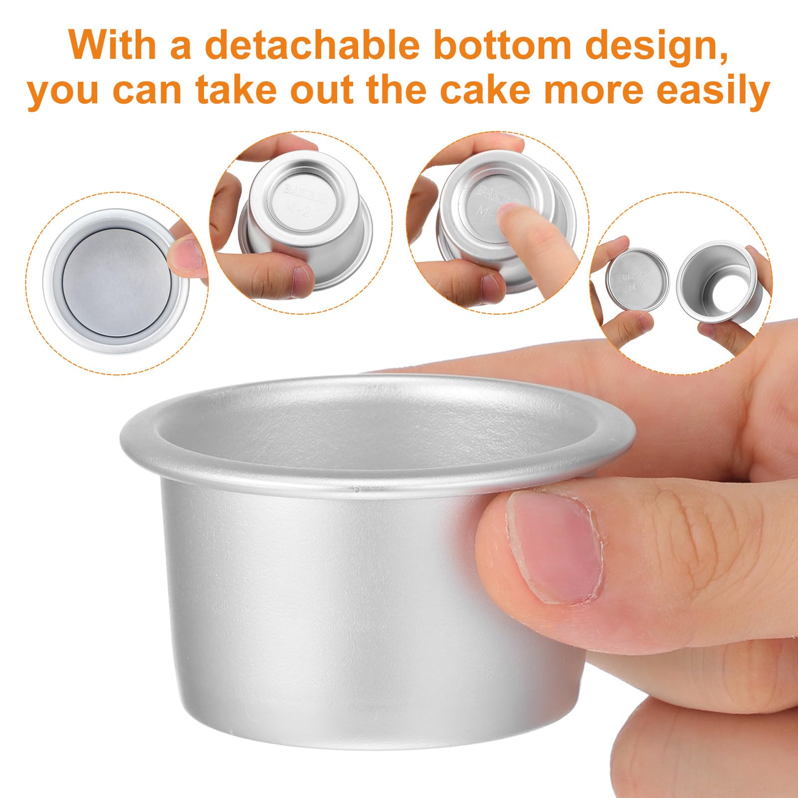 Homoyoyo Juego de 4 Mini Moldes Redondos para Pasteles de 6,35 Cm (2,5 Pulgadas) de Aleación de Aluminio con Base Extraíble, Moldes Pequeños para Tarta de Queso, para Hornear Bizcochos de Gasa para