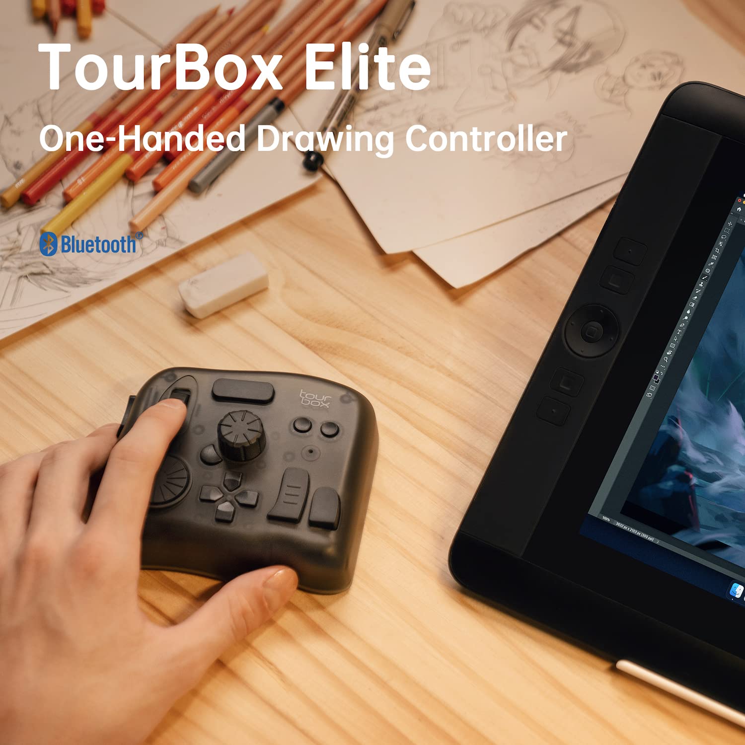 Amazon.com: TourBox Elite, Video Photo Editing Controller, Bluetooth 5.0  Customized Shortcut Keyboard, EYE-FREE Ergonomic Equipment Console for Photoshop  Lightroom Premiere, Windows Mac PC Drawing Graphics Tablet : Electronics