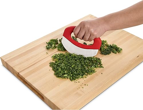 Miniatura 6 de HIC Kitchen Picador de hierbas para ensalada de agarre suave, hoja de acero inoxidable con cubierta de hoja de seguridad