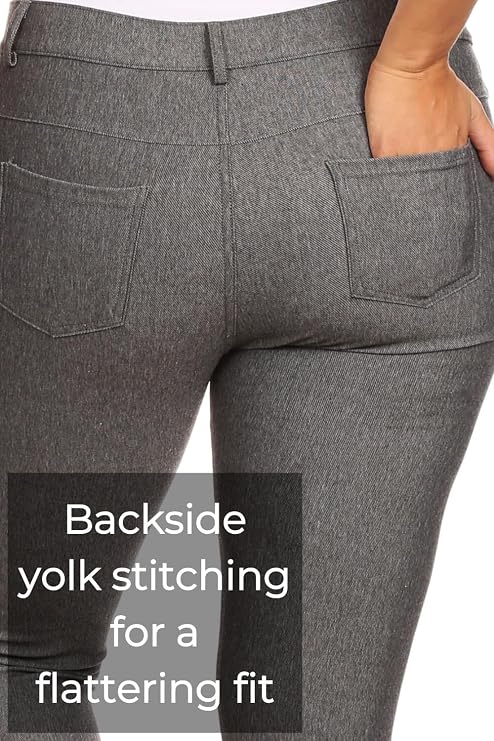 ICONOFLASH Women's Stretch Jeggings with 5 Pockets Pull On Skinny Jean Leggings (Available in Plus Size)